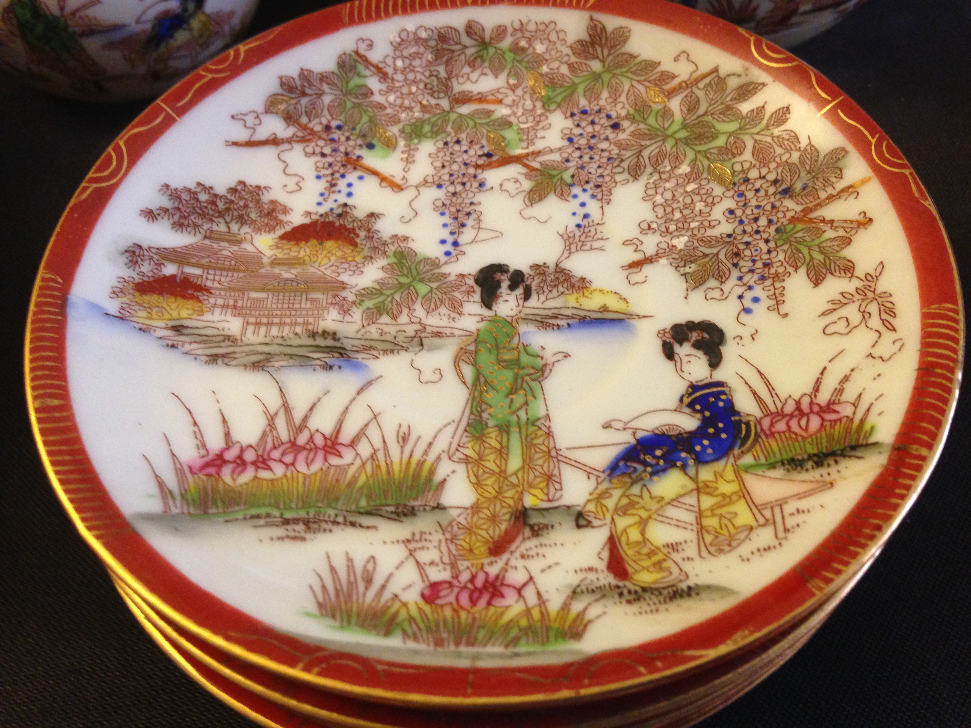 Tea Service, 21Pieces, Geisha Lithophanes, Nippon Tokusei Mark